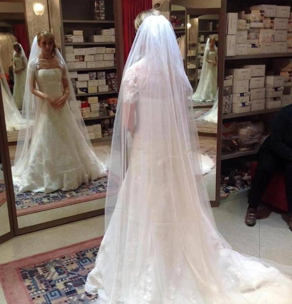 Vendita di velo da sposa lungo whiteivory velo semplice per matrimoni per la chiesa 2021 Nuovo arrivo6224078