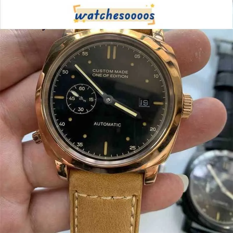 Luxe heren Watch Designer topkwaliteit automatisch horloge p.900 Automatisch horloge topkloon 44 mm zeemeeuw zand wijzerplaat roestvrijstalen kast lederen band