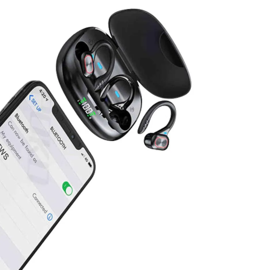 Écouteurs sans fil TWS TWS Écouteurs Bluetooth compatibles avec des microphones Sport Hook Affichage LED CASHPHONES EATBUDS WA4885214