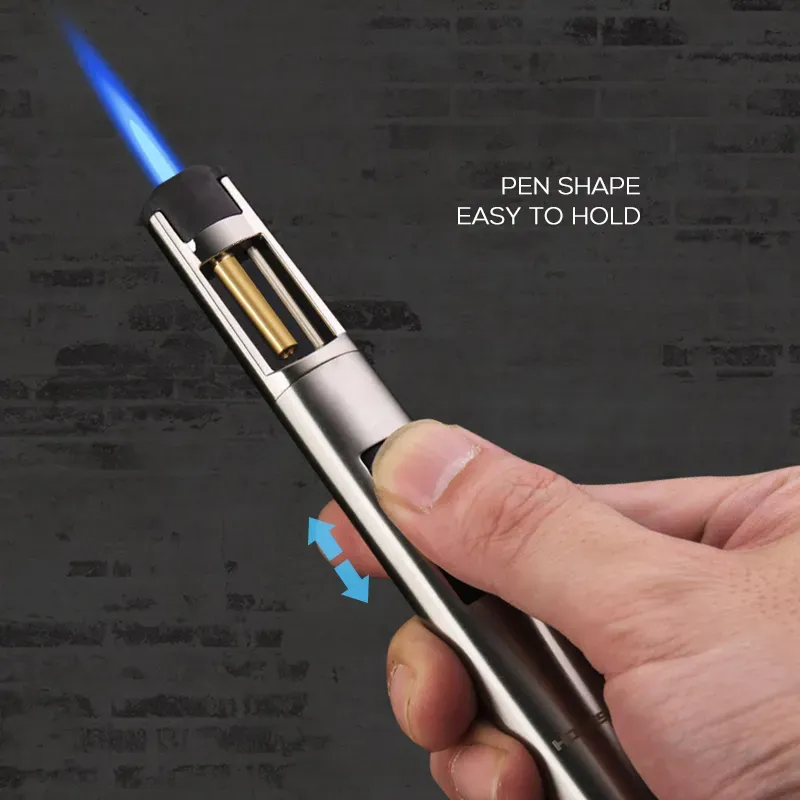 Honest Pen shape  Lighter Blue Flame Fuel Visible Windproof Inflatable Lighters for Kitchen Cooking BBQ