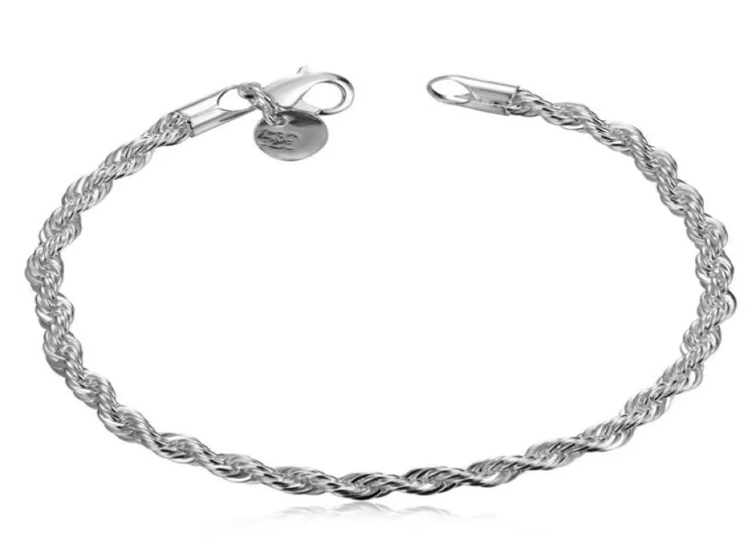 Migotanie łańcucha rąk rąk Sterling Srebrna Bransoletka Mężczyźni i kobiety 925 Srebrna bransoletka SPB2077149199