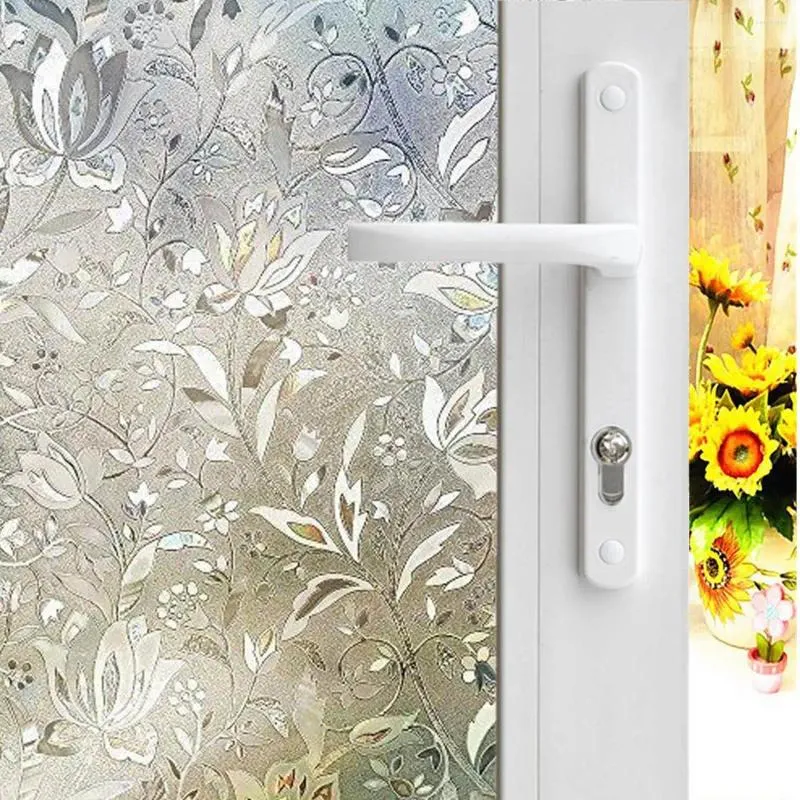 Window Stickers 3D Films Integritetsfilm Blomma Sticker Glass Inget lim Static Cling Self Adhesive Heat Control Anti-UV Home Decor