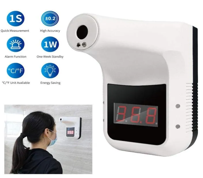 K3 Infrarot Automatisches Thermometer Wandmontierter nicht contakte USB -Lade- und Batterie -Stromversorgung Innenmesswerkzeug5182395