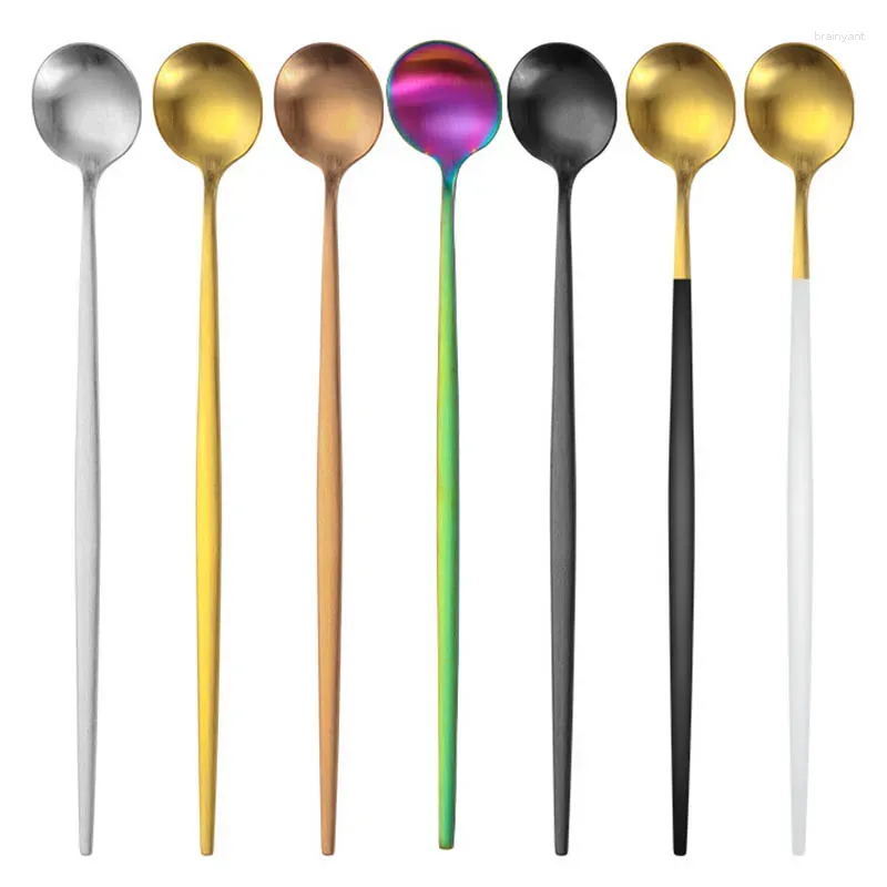 Coffee Scoops 10pcs / Lot Handle Spoon Spoon en acier inoxydable mélange des cuillères à la crème glacée Cake Gake Tea Kitchen Bar Bar Accessoires