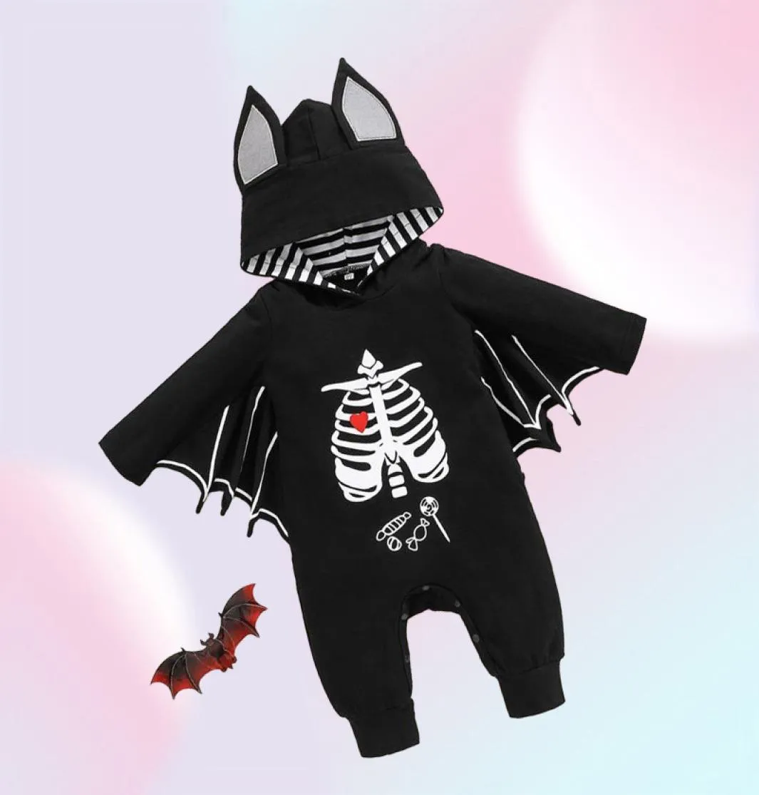 Mumpsuits Autumn Winter Baby meninos meninos meninas Halloween Bat Cosplay Cosplay Capuz Romper macacão roupas menino garotos