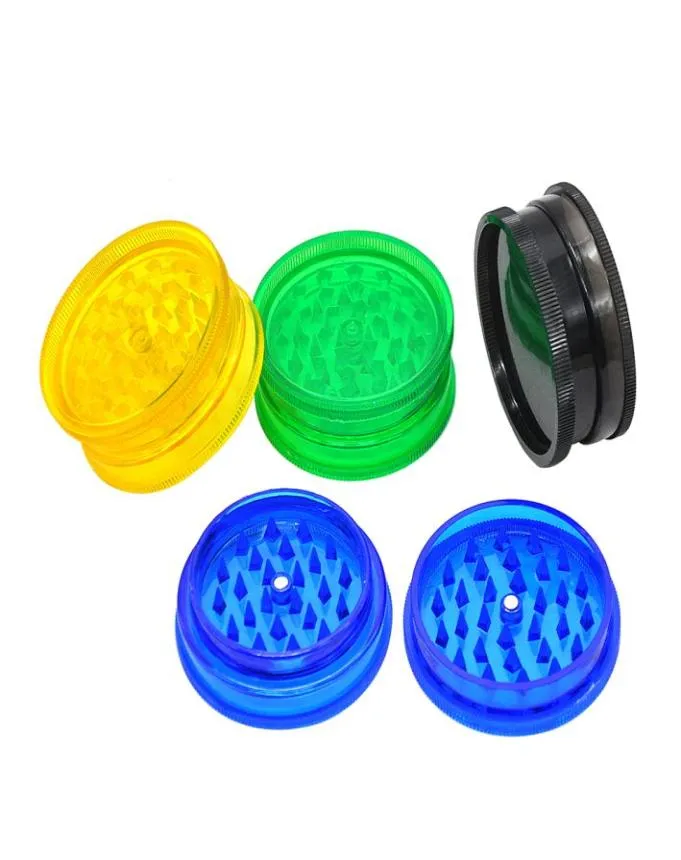 New Factory Acrylic Plastic Smoking Herb Grinder 60MM 2 Piece Plastic Tobacco Grinders Smoking Water Pipes Accessories6201546