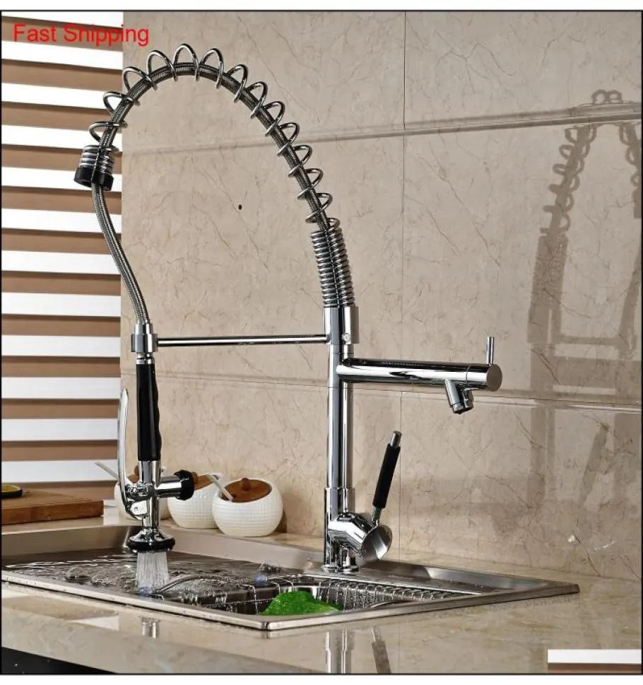 Chrome Solid Brass Kitchen Faucet Double Sprayer Vessel Sink Mixer Tap Deck M Qyltnf Packing20108887569