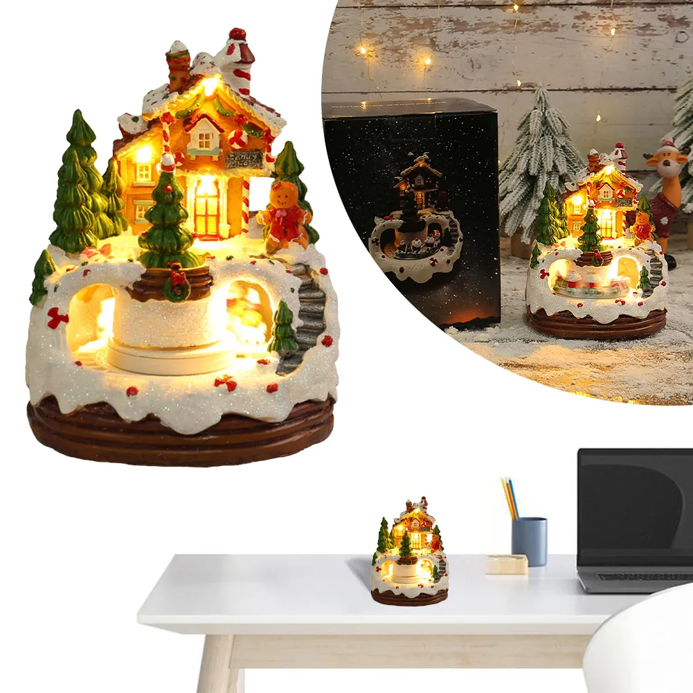 Electric post modern juke box Christmas Village with LED