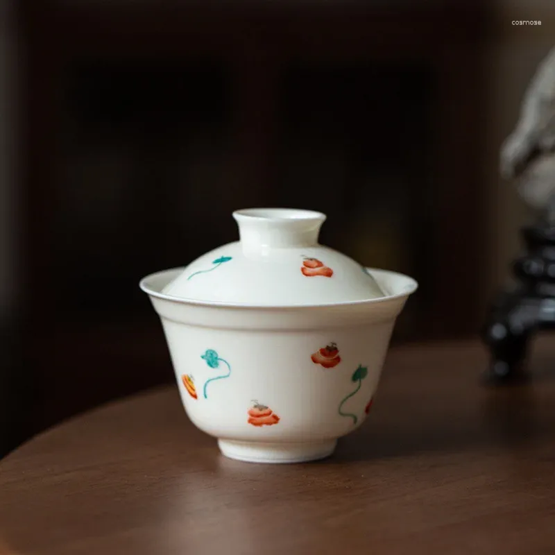 Tasses Saucers Sculpture chinoise Porcelaine Blanc Single tasse tasse de thé Small Tea Coffee Home Room Living Table