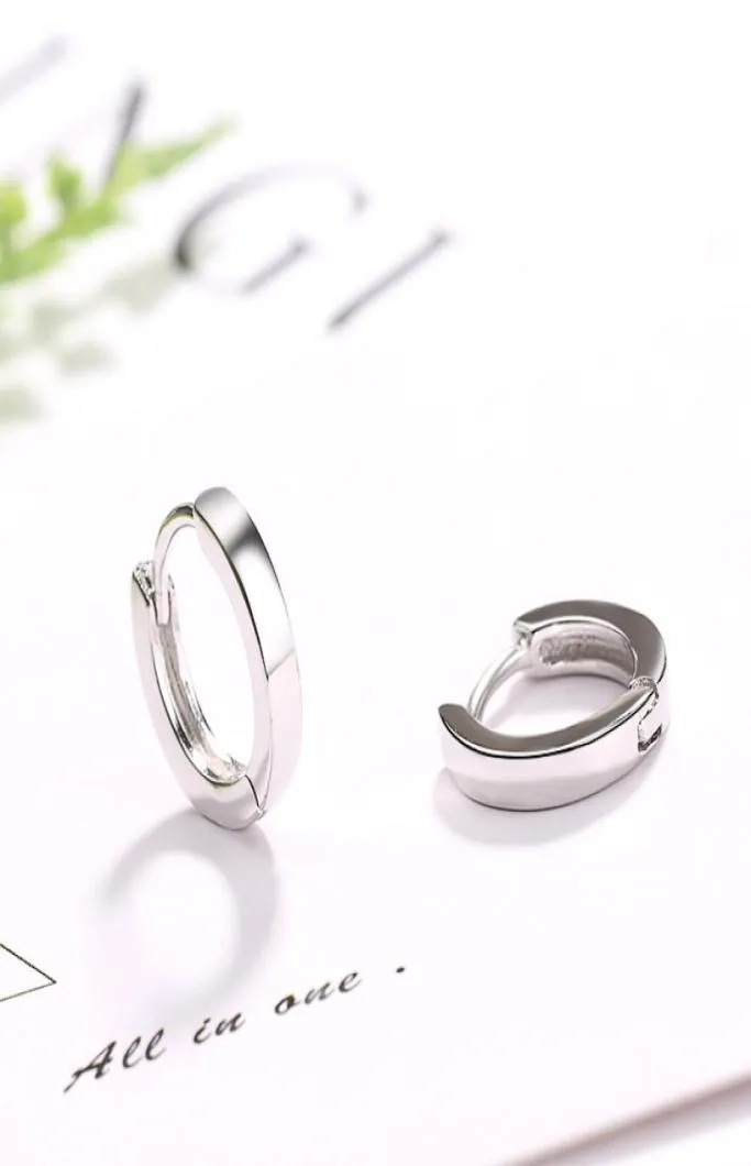 Solid Real 925 STERLING Silver Mini Slim Loop Huggies Circle Small Hoop Ooy Eargs For Women Mens Childre