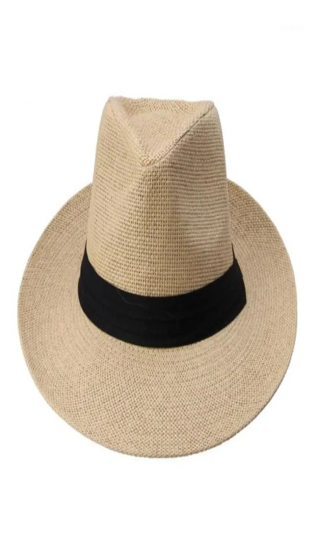 Fashion Summer Casual Unisex Beach Trilby Grande Brim Jazz Cappone da sole Panama Cappello Pagnello da donna Pagnello con nastro nero18450707