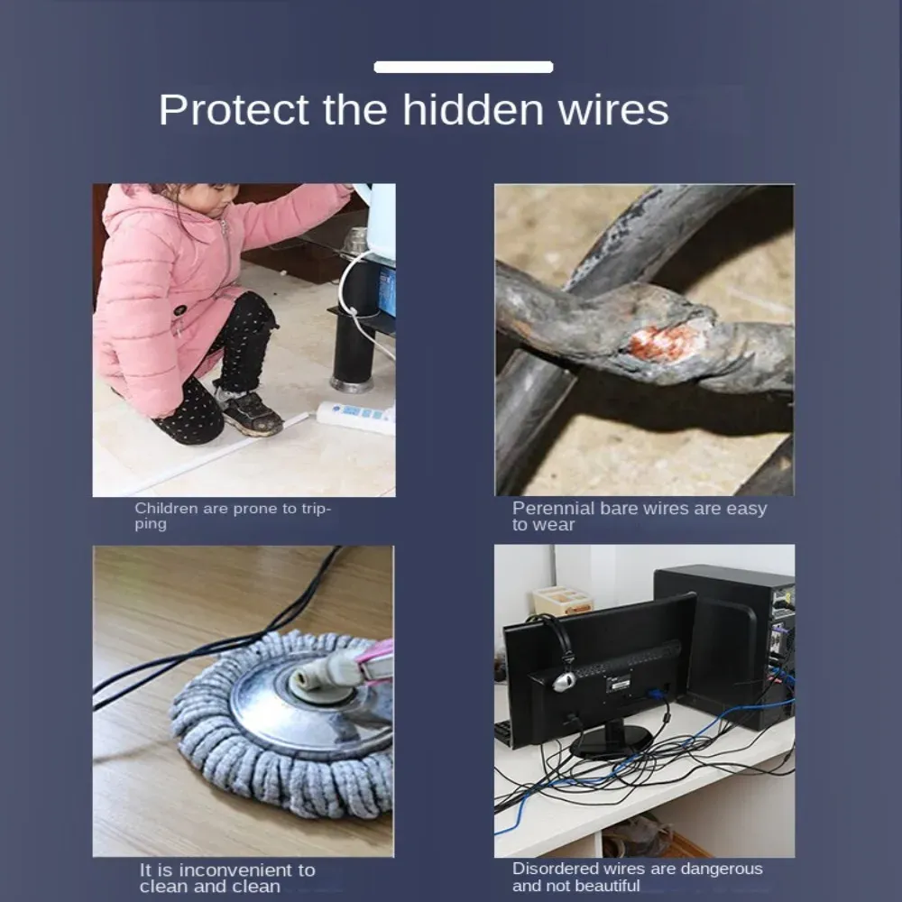 PVC Cable Cover, Self-Adhesive Electrical Cable Trunking, Decorative Wire Hider, Wire Covers For Cables, Easy To Cut, Wall Flex Cable Organizer For Protecting And Hiding Cables (Black, 4m