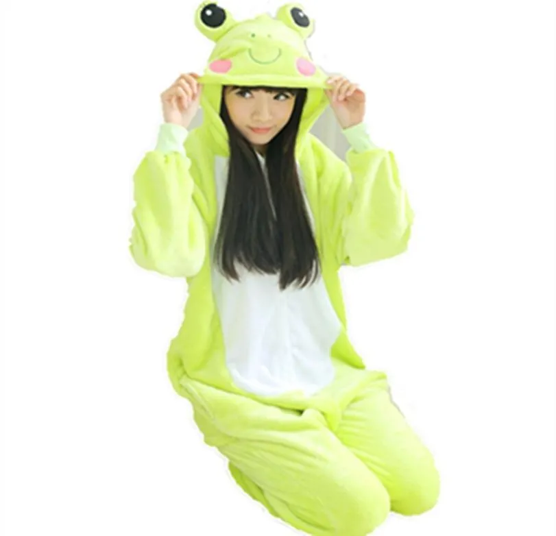 Unisex Men Women Lady Kleding Volwassen Pyjamas Cosplay Kostuum Animal Onesie Sleepwear Cartoon Dieren Cosplay Cute Frog Sleepsuit 2146517