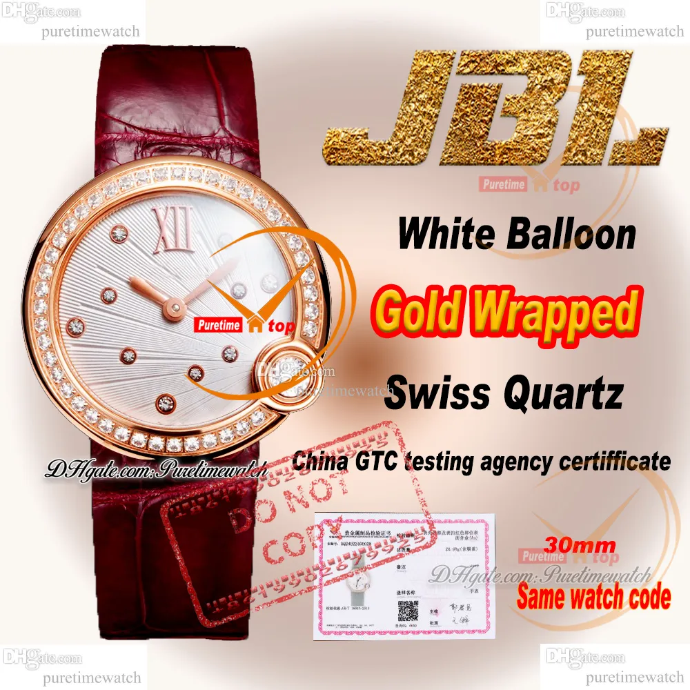 Crwjbl0008 Zwitserse kwarts Womens Watch JBLF 30mm gewikkeld 18K Rose Gold Case Diamonds Bezel Mop Dial Red Croc Trap Super Edition Ladies Watches Lady Puretime Ptcar