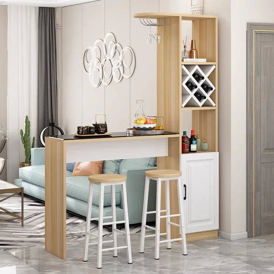 Outdoor Bar Cabinet: Freestanding Column Drinks Cabinet Wine Rack