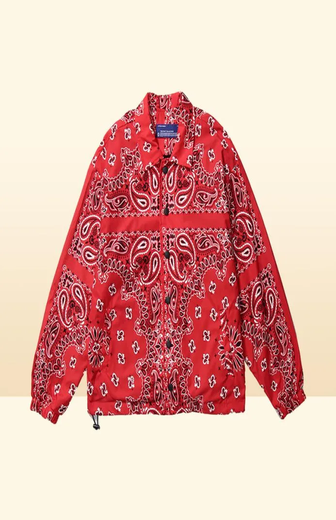 Męskie noszenie Hip Hop Bandana Paisley Wzór Bombowca Kurtki Windbreaker Harajuku Streetwear 2020 Autumn Casual Coats Tops Ubranie LJ3418584