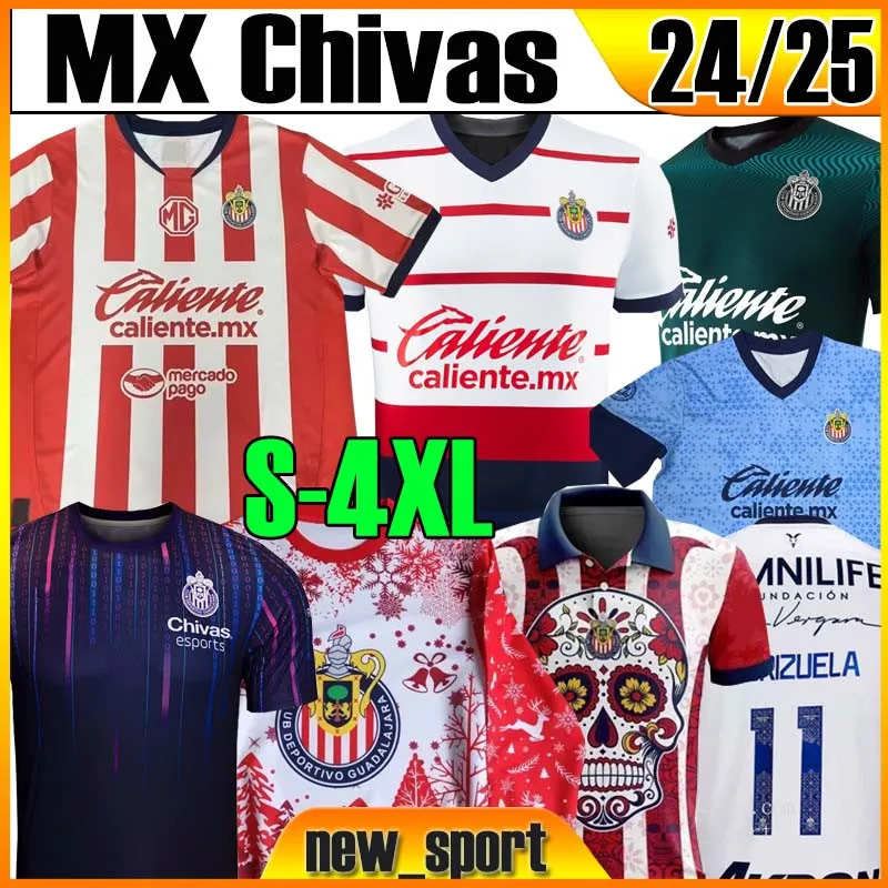 XXXL 4XL 2024 2025 MX CHIVAS DEPORTIVO Guadalajara Soccer Jerseys Christmas Edition I. Brizuela A. Vega G. Sepulveda J. Angulo F. Beltran L. Olivas J. Molina Football Shirt