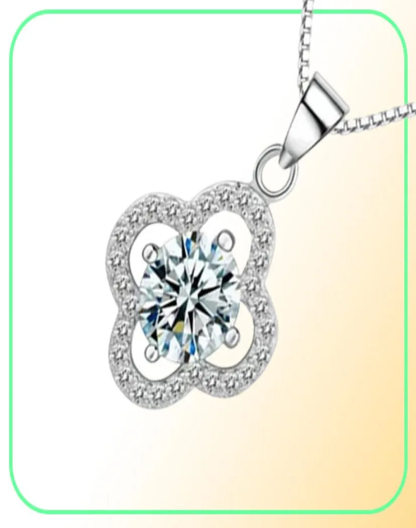 Yhamni Fine Jewelry Solid Silver Necklace Clover Shape Set 1 CT SONA CZ DIAMOND PENDANT NECKLACE FOR WEDED WEDDING JEWELRY 4Y2267734