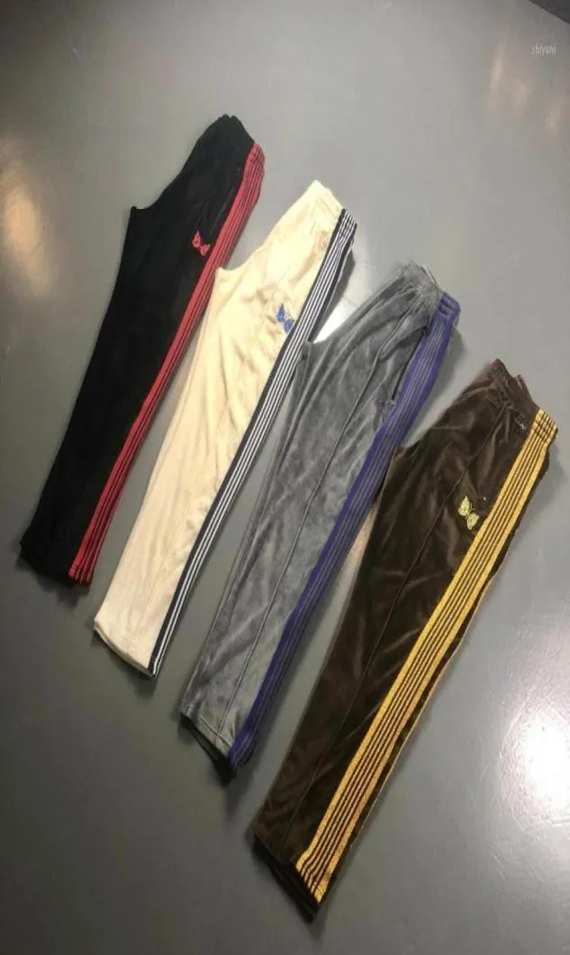 Awge x iğneler pantolon erkek kadınlar rahat awge x iğneler eşofmanlar 19ss dar kadife kelebek nakış pantolonları17635980