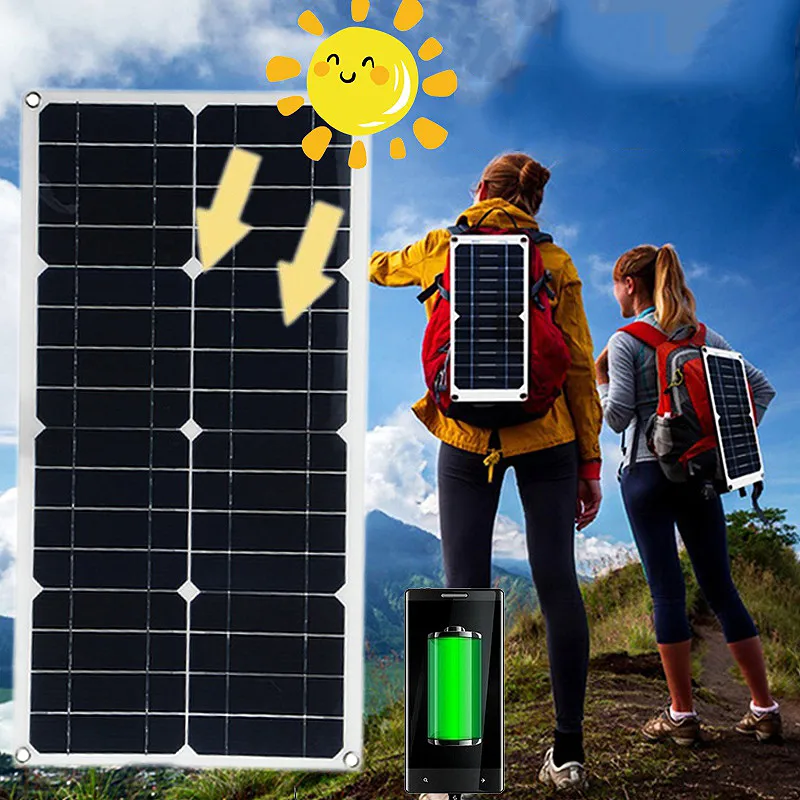 Panneau Solaire Portable 10W - Sortie USB 5V - Pour Charger Téléphone En Extérieur - Imperméable Léger