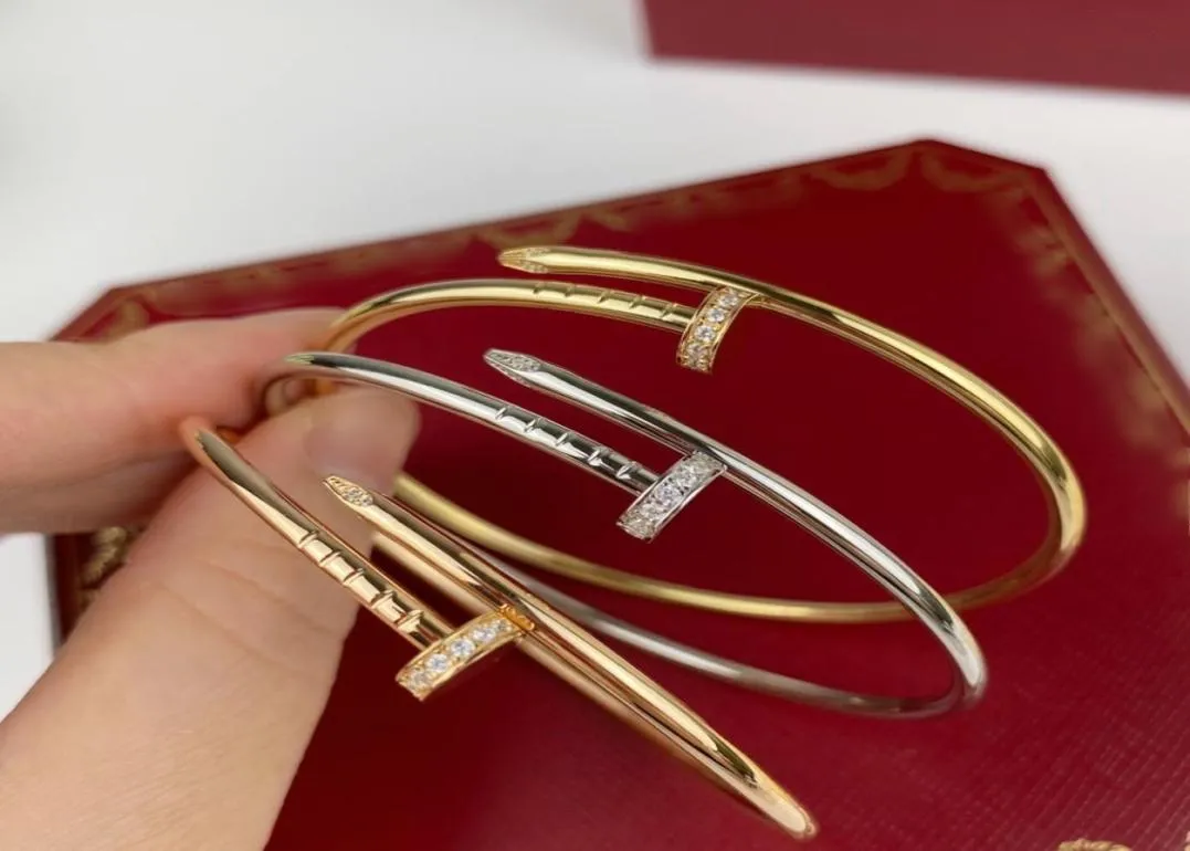 Kleine versie nagelreeks Diamond Franse luxe merk Bangle Sterling zilvermateriaal Gold vergulde 18k Never Fade Official 1018485