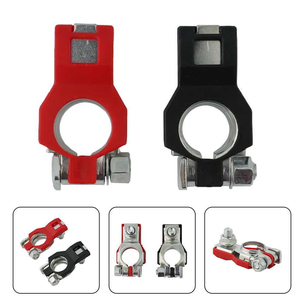 Heavy Duty Car Battery Terminal Connectors - Positive & Negative - Quick Disconnect Clamps - Aluminum Alloy (2pc Set)