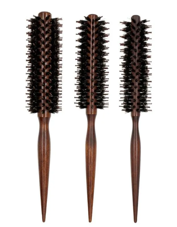 Bristle anti-sanglière statique Brosse à serre-serre-pincement coiffure de brosse à cheveux en bois rond pour cheveux bouclés1952728