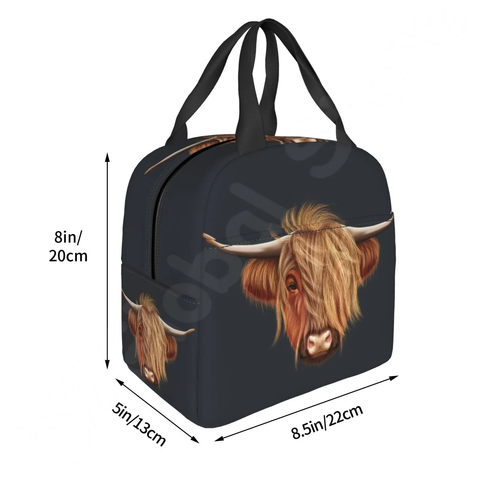 Scottish Hairy Highland Cow Thermal Lunch Bag For Women Män återanvändbar isolerade Bento Tygväskor för skolarbete Picknick matväska