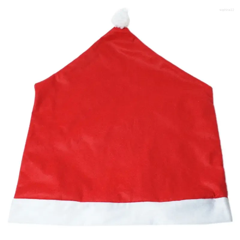 Stoelhoezen 1 pc kerst Santa Cap Back voor stoelbedekking Red Hat Ball Dini