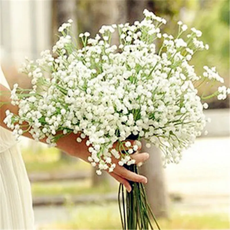 single white Arrive Gypsophila Baby Breath Artificial Fake Silk Flowers Plant Home Wedding Decoration