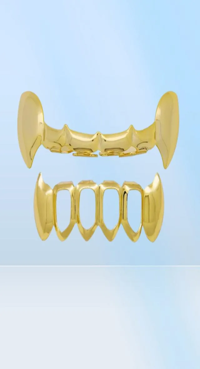 Hip Hop Smooth Halloween Dentures Grillz Real Gold Plated Rappers Dental Grills Cool Jewelry Golden Rose Gold Black1694329