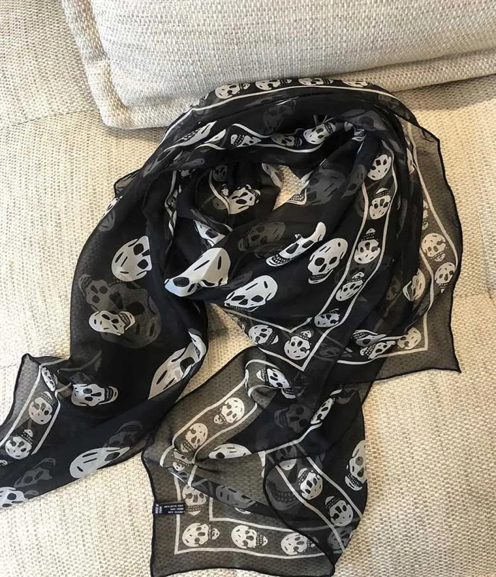 Skull Head Light Beach Scarf Women039S Summer Beach Scarf Daily Decoration Silk Scarves3109237