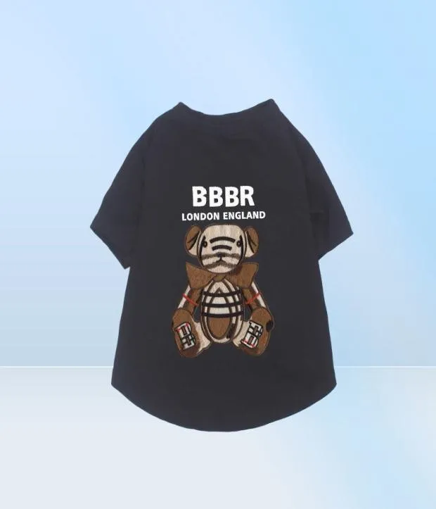 Roupos de animais de estimação de algodão puro verão Poodle Designers Puppy Fashion T Camisetas Bear Letter Impresso Dog Roupas Tirina