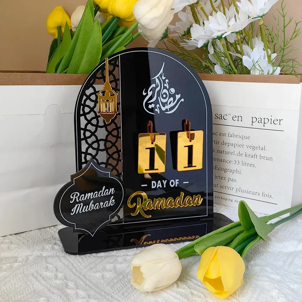 Akryl Ramadan Countdown Calendar Eid Mubarak Ornament Kareem Ramadan Decoration for Home Islamic Muslim Party Decor Al Adha 240403