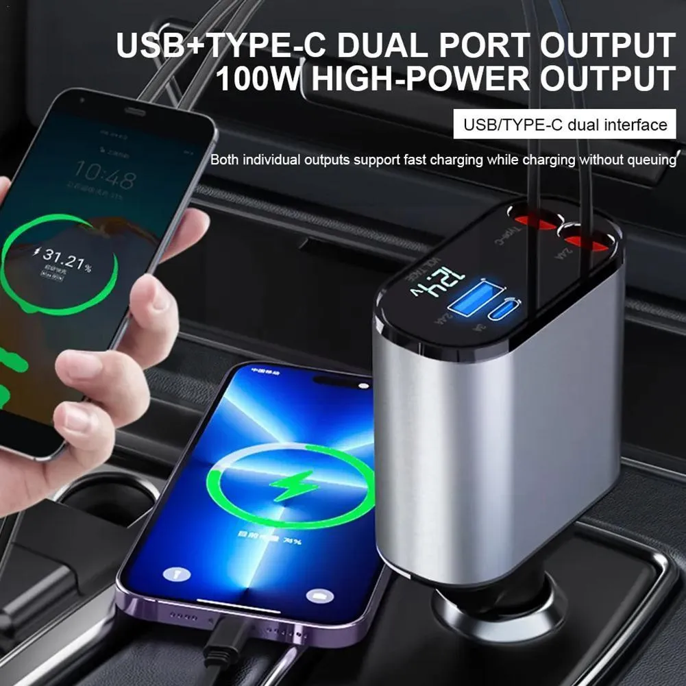 100W Super Fast Car Charger: Metal Cigarette Lighter Adapter with USB &  Type-C - Shop Now! from Dhgate Pumps