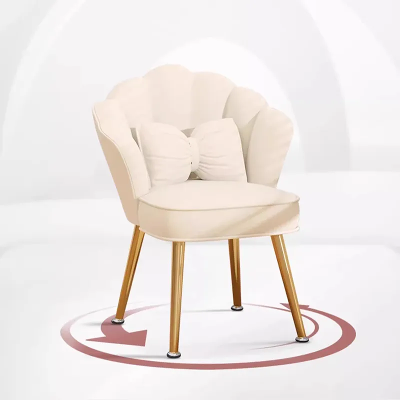 Chaise De Vanité Avec Dossier – Assise Laine D’agneau, Cadre Métal, 40x44x74 Cm, Design Moderne Pour Coiffeuse Ou Salon - 5