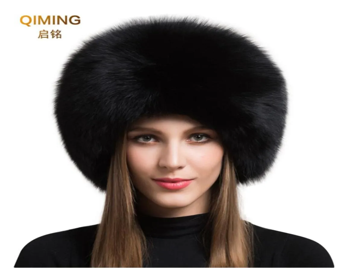 Mesdames 100 Real Fox Fur Hat Femmes Femmes hivernales Chauffeur de ski de luxe Ski auriculaire Earmouf