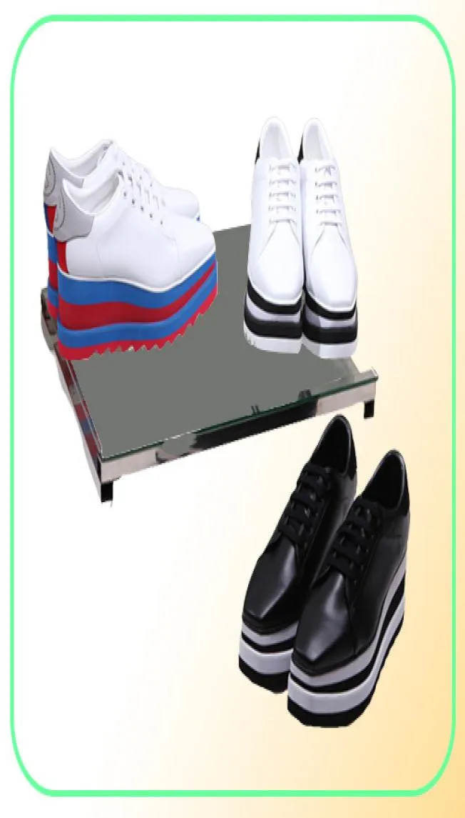 Stella Women Boots Star Platform Schuhe Top -Qualität Kalbskurte echtes Leder 8cm Wedge Oxfords Elyse Sneakers2550273