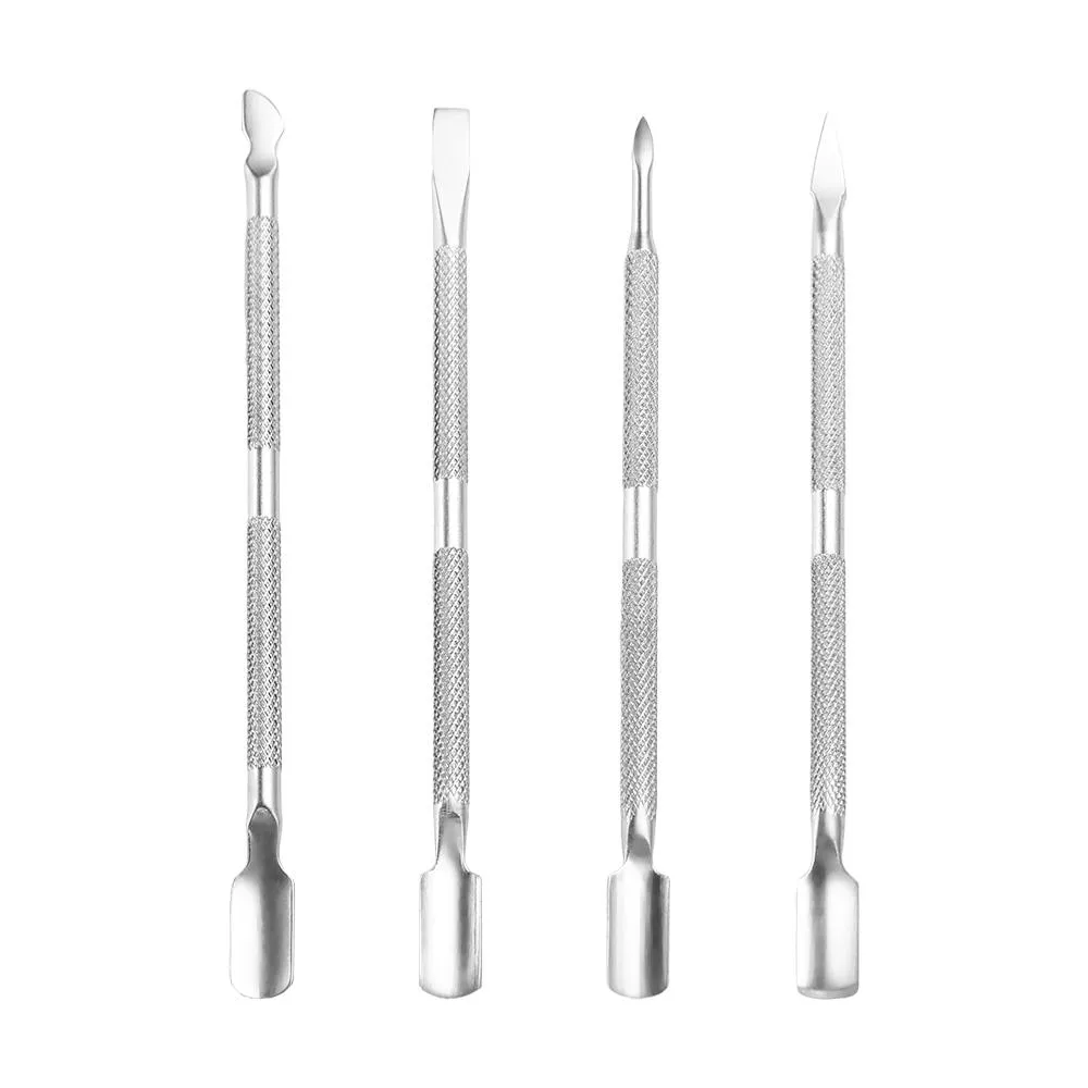 Nagelhautschieber Set 4-tlg. – Edelstahl, Doppelseitig, Für Maniküre & Pediküre, Mit Aufbewahrungsbox