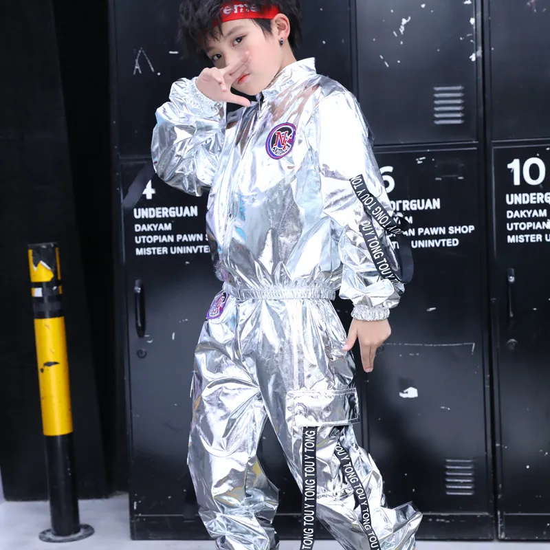 c-boy c-girl Y2K sports mix style 3点セット Childrens Hip Hop Clothes Sequin Jacket And Jogger Set, Cute