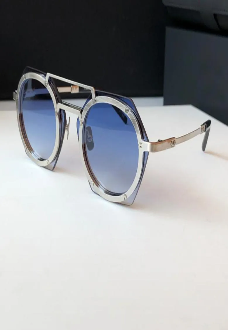 Ретро круглые солнцезащитные очки H006 Silver Blue Unisex Sun Glasses УФ -защита для глаз Box6441644