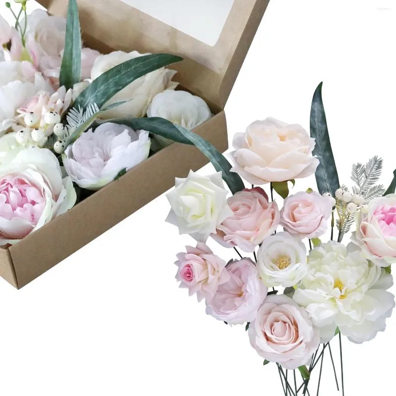 Dekorativa blommor Rose Artificial Flower Box Set Diy Bouquet For Wedding Decoration Party Home Centerpieces Decorations