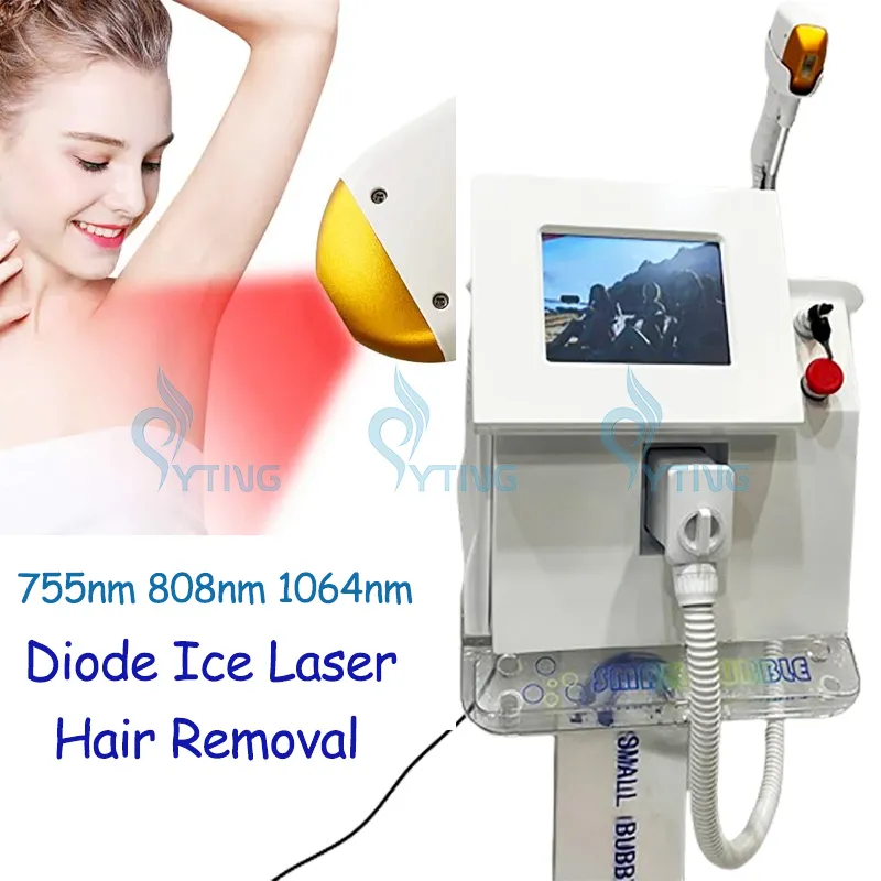 Professionell isdiod Laser Hårborttagningsmaskin Triple Wavelegth Laser Epilator Hår depilation Skinföryngring