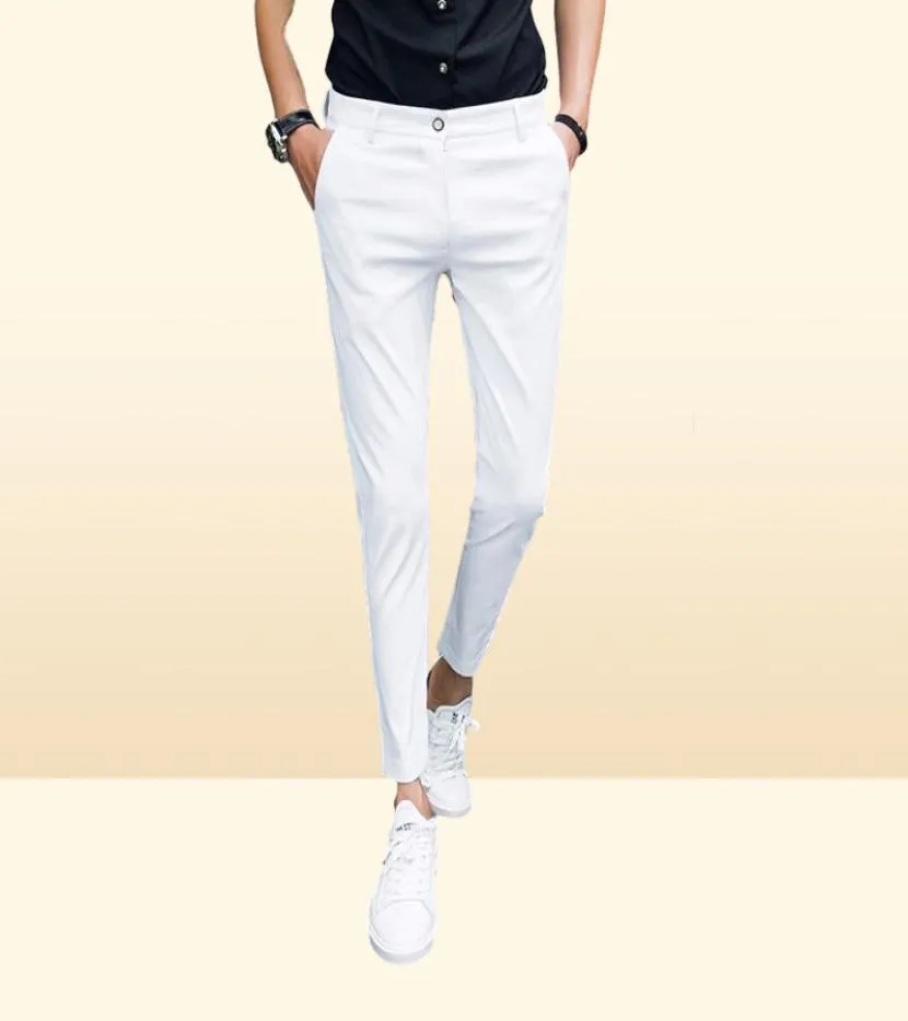 2020 Ny ankomst vår- och sommar ny Men039s Suitpants Slim Solid Color Simple Fashion Social Business Pants Casual Office Me5952196
