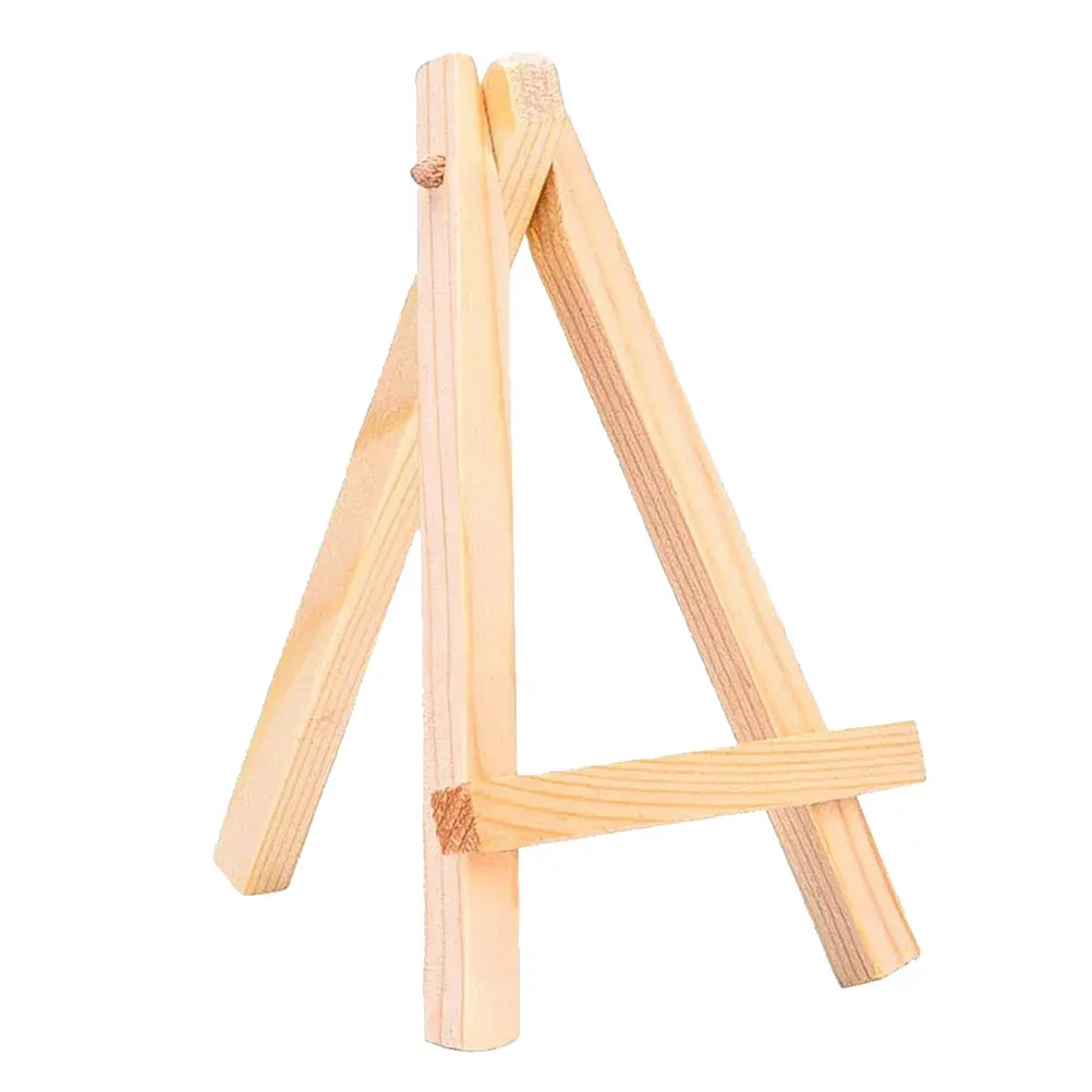 10pcs Desk tripod triángulo de madera de madera conveniente visualización de escritorio soporte de pintura mini de caballete para estudio casero (beige)