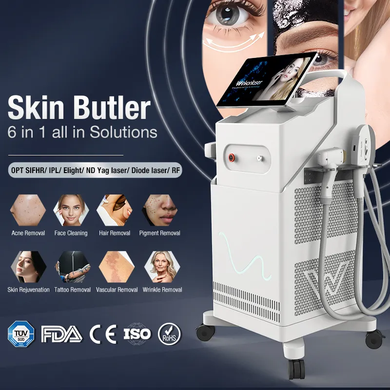 IPL Hair Removal Machine 808nm Diode Laser Nd Yag Laser Tattoo Removal Pigment RF Multifunction Beauty Skin Rejuvenation Equipment Salon Home Use