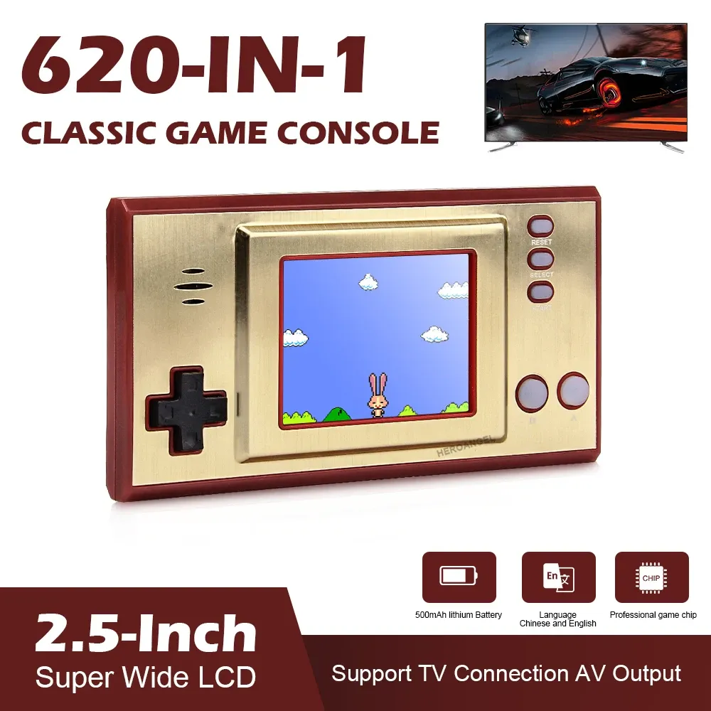 Spelare GB35 Mini Retro Handheld Portable Game Console for NES Gaming Band 620 Gaming AV Output Rechargeble Kids Gift