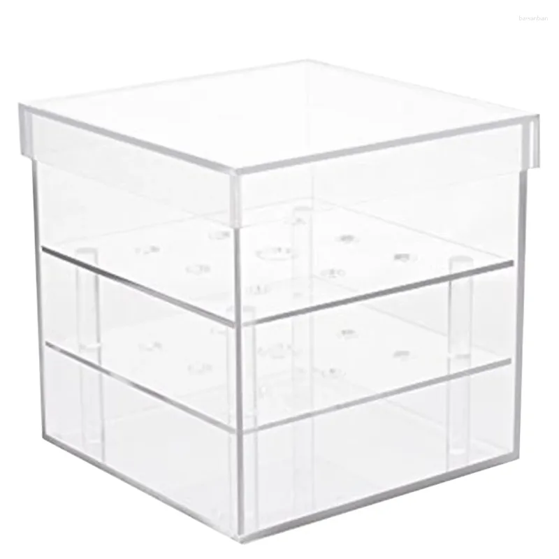 Vases Transparente Rose Box Clear Conteneur de fleurs conservés Conteneur de fleur acrylique Cube Pot Vase Vase Ornements éternels