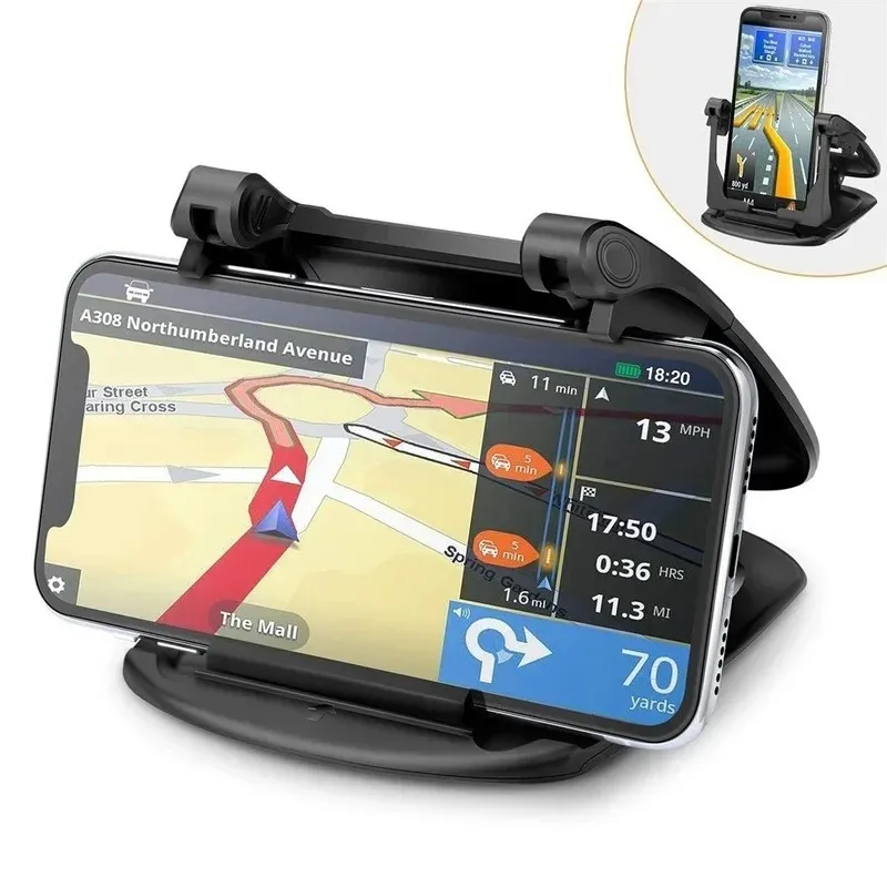 360° Rotating Car Phone Holder – Dashboard Mount, Universal Fit, No Glue, Horizontal & Vertical View