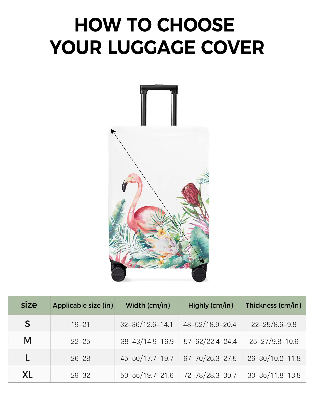 Ins Style Flamingo Tropical Print Spandex Elastic Travel Luggage
